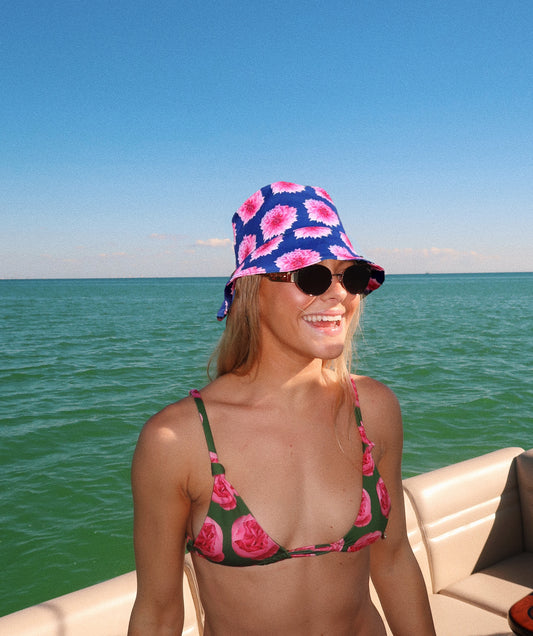 Navy Dahlia Bucket Hat