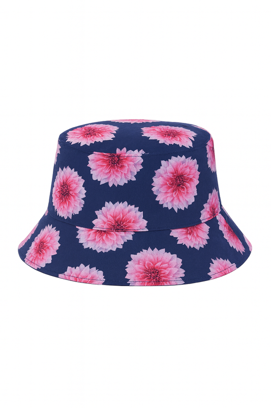 Navy Dahlia Bucket Hat